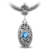 SP-2389-BT Sterling Silver Pendant With Blue Topaz Q. Jewelry Bali Designs Inc